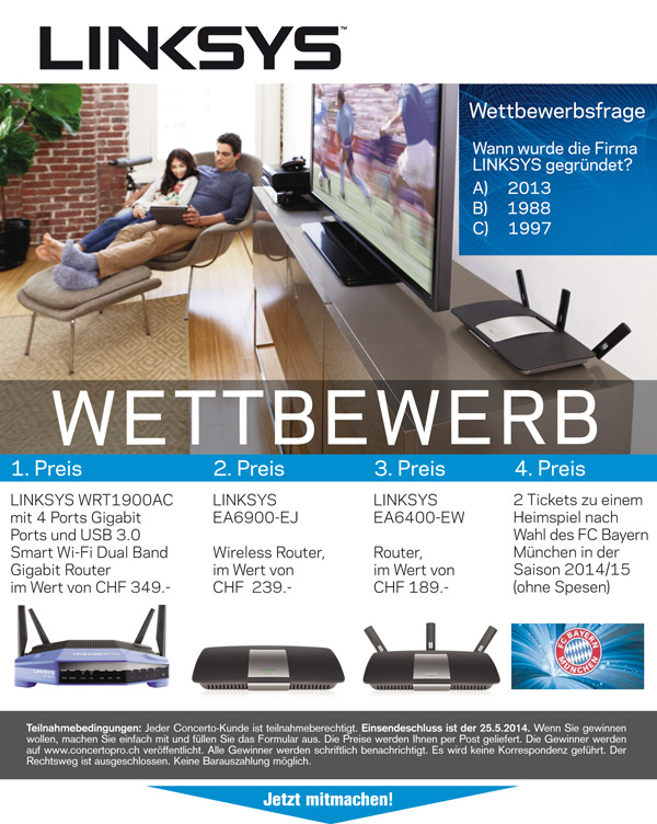 Wettbewerb Linksys Mai 2014
