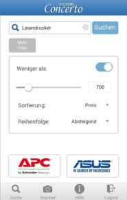 3 Concerto Mobile App Suche