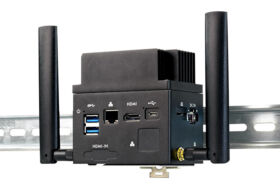 Shuttle Edge PC für IoT Anwendungen mit Halter